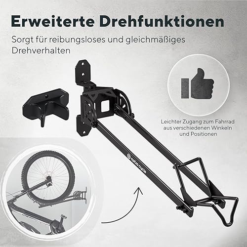 Optio Cycle Fahrrad Wandhalterung Vertikal Klappbar | Metall Fahrradhalterung Wand | Fahrrad Wandhalter Verstärkt | Fahrradaufbewahrung für Garage, Fahrradhalterungen für die Wand - Cheap-Us