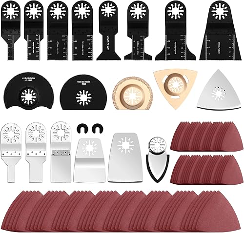 Jerbor 115 tlg Sägeblätter Kit, Multitool Werkzeug Oszillierendes Zubehör Set, Multifunktionswerkzeug Zubehör Sägeblat für Fein Multimaster, Makita, Milwaukee, Dewalt, Einhell,Dremel - Cheap-Us