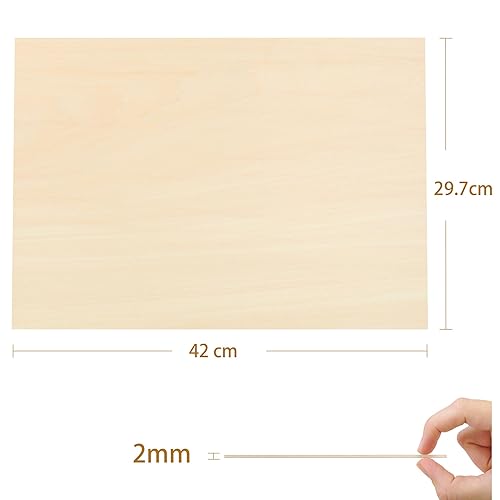 ToCome 2mm Sperrholz A3 Linde Sperrholzplatte Laserfähig 420 x 297 x 2mm Linden Holzplatte Plywood 2mm Holz für Laser (15 Stück) - Cheap-Us