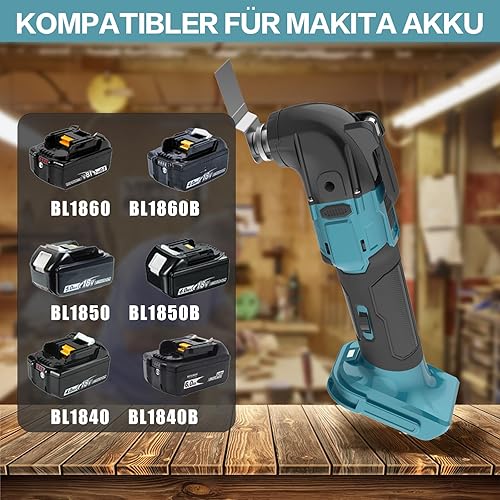 Akku Multifunktionswerkzeug für Makita 18V Akku,Multitool,Oszillierwerkzeug,600W Bürstenlos mit 22 Zubehör,6-Gang 8500-22000RPM,4°Oszillationswinkel,zum Schneiden,Schnitzen,Bohren,Schleifen,Polieren - Cheap-Us