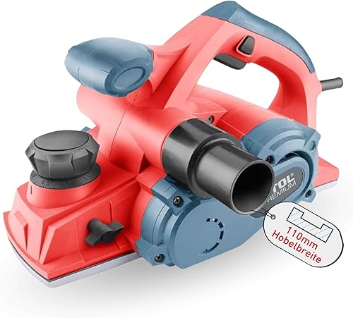 Extol Premium Elektrohobel 1000W I Hobelmaschine mit 110mm Hobelbreite & bis zu 3mm Spanntiefe I elektrischer Hobel mit Staubfang I Elektro-Handhobel mit Stützfuß I Handhobelmaschine - Cheap-Us