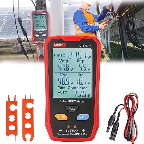 Solarpanel Tester, UT673PV 800W Photovoltaik Multimeter Solar MPPT Messgerät mit Großem Ultraklarem LCD Smart MPPT Leerlaufspannungs Fehlerbehebung Datentest für Photovoltaikmodule - Cheap-Us