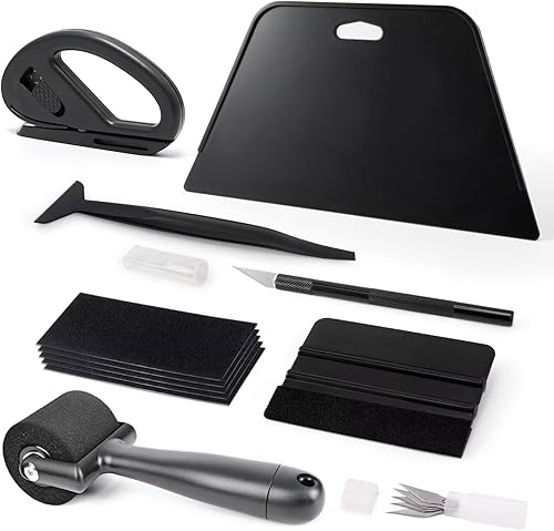 EHDIS 8-teilig Tapezierwerkzeug, inklusive Schaumstoffwalze, Filzrakel, Schneidwerkzeug, Tapezierset, Tapetenglättungs Werkzeug, für Klebekontakt, Tapeten, Fensterfolie, Vinyl - Cheap-Us
