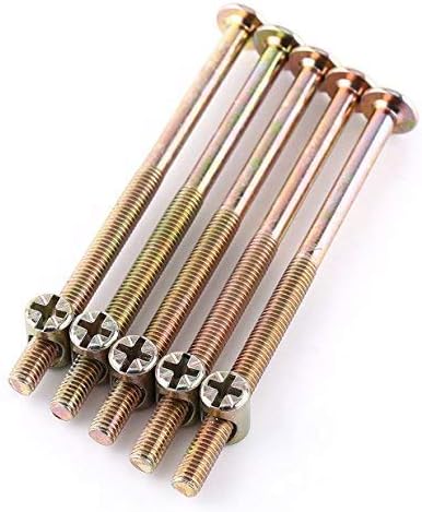 M6 Möbel Schrauben 40 mm/60 mm/80 mm/90 mm/100 mm verzinktem Karbonstahl Möbelschrauben mit Fass Muttern Dübel Muttern Anschluss Verschluss 10 Stück Set, TRTA000717 - Cheap-Us