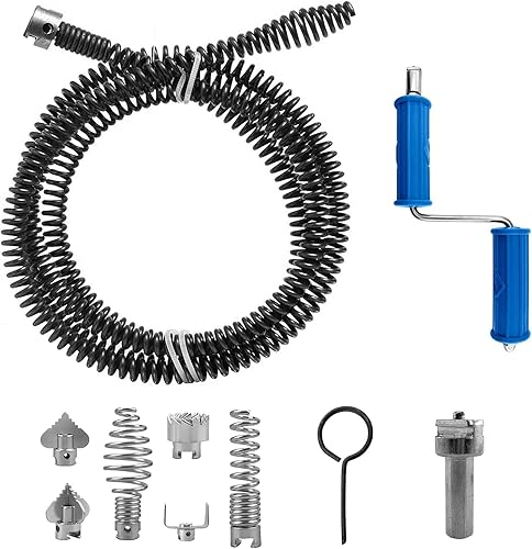 TECKZOON Rohrreinigungsspirale 2 * 3-Meters, Spiraldurchmesser 12 mm mit Elektrischen und Manuellen Adaptern, Multifunktionale Rohrreinigungswelle Effizientes Rohrreiniger für Küche Bad - Cheap-Us