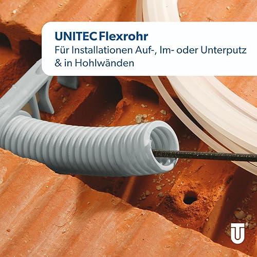 Unitec 404031 Flexrohr, Länge: 10 m, Durchmesser: 32 mm, Klassifizierung: 2221, Farbe:,KL: 2229, Material: Material: PVC - Cheap-Us