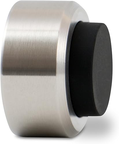 Stoppwerk Türstopper Wand - Klinke Wandschutz in Edelstahl mit Gummi Puffer - Wandtürstopper inkl. Material für Wandmontage - Ø3,2cm H:2cm - Cheap-Us