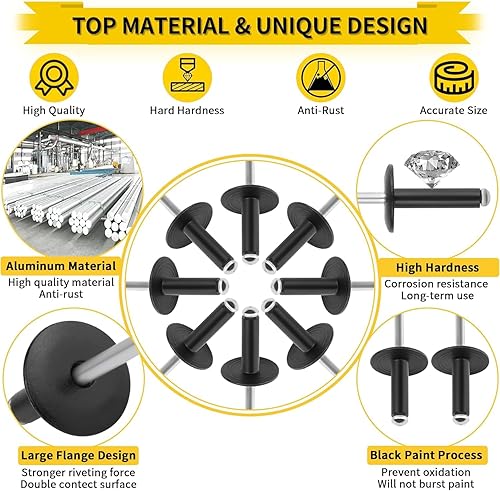 400 Stück Nieten Sortiment, 3mm/5mm Aluminium Blindnieten Set 8 Größen Silber popnieten mit Aufbewahrungsbox für Metall Holz Kunststoff - Cheap-Us