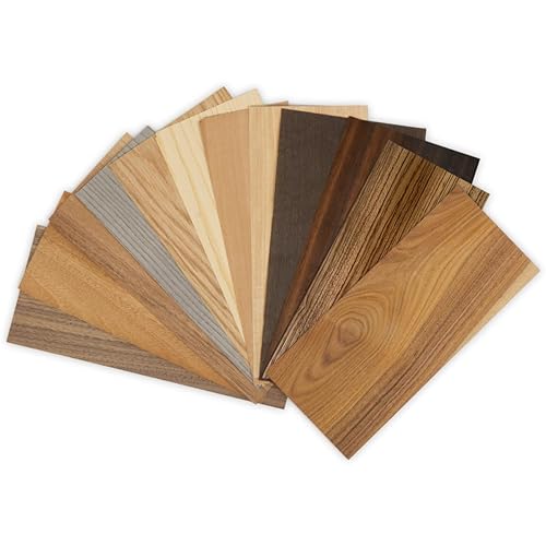 Kontrasti Furnier Set für Intarsien / 12 Holzarten x 24 Blatt Holzfurnier, fertig zum Basteln, Gestalten, Modellbau, restaurierung Holz DIY - Cheap-Us