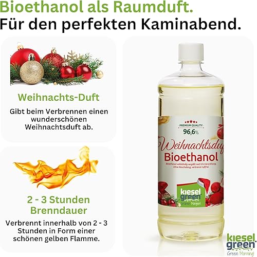 KieselGreen Bioethanol 6 x 1 Liter mit Duft für Ethanol-Kamin, viele Sorten - Bio Ethanol als Raumduft in vielen Duftnoten - Parfüm für Bio Ethanol Kamin Indoor oder Bioethanol Tischfeuer (Geruchslos) - Cheap-Us