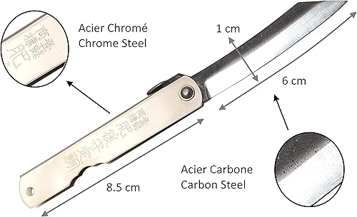 Higonokami Klappbares Taschenmesser Handwerkliche japanische Zenkou Silbergriff Handarbeit in Japan von Nagao Kanekoma (Lame 7 cm) - Cheap-Us