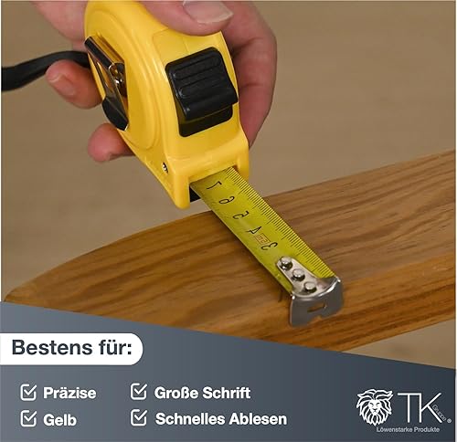 Premium Bandmaß 10 Meter mit Halterung - robustes Maßband & Bandmass zum präzisen Messen mit Feststeller - Rollmassband & Massband mit Aufrollsystem - Cheap-Us