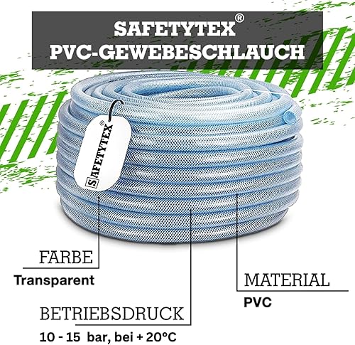 Safetytex PVC Schlauch Druckluftschlauch - Abriebfest & Alterungsbeständig - Druckluftschlauch - Kompressorschlauch - Rollenlänge bis 50m - Durchmesser Innen-Ø x Außen-Ø 38/47 mm - Cheap-Us