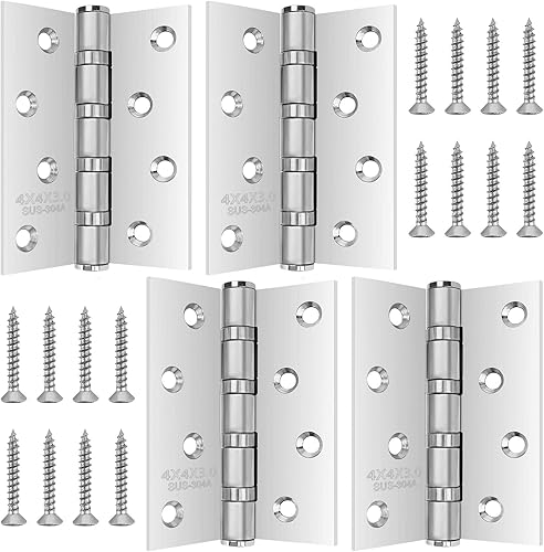4 Stück 304 Edelstahl Scharniere 7.5 * 10cm Groß Schwerlast Türscharnier,Scharnier Edelstahl Klappbar 4 Zoll Türband Dicke 3mm mit 32pcs Schrauben für Massive Türen Innen + Außen - Cheap-Us