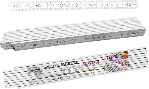 10 x Zollstock | Gliedermaßstab | weiß 2m mit individueller Bedruckung | Logo Druck | Wunschdruck | Firmenwerbung - Cheap-Us