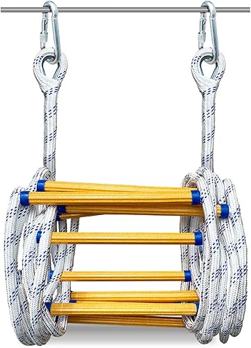 PHONME 3m 5m 8m 10m 15m 20m Strickleiter Feuerleiter Fluchtleiter Rettungsleiter Notleiter Mehrzweckleiter Feuerleiter Tragfähigkeit bis zu 420 kg mit Haken Für Feuerleitern Und Balk(Size:15m) - Cheap-Us