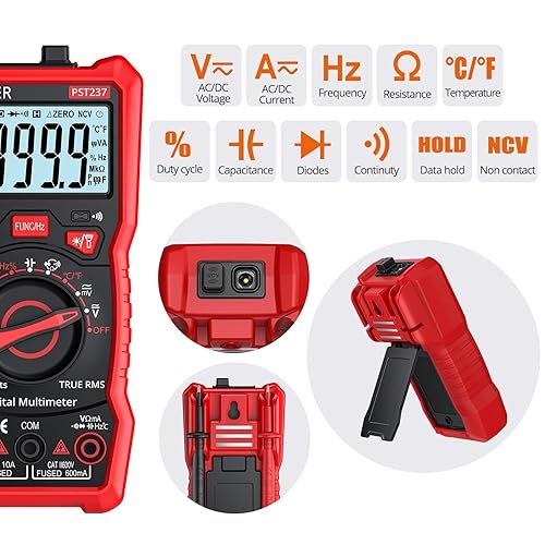 Proster Digital Multimeter 6000 Counts TRMS Auto Bereich NCV Detektor DC AC Spannung Strom Messgerät Temperatur Kapazität Widerstand Diode Kontinuität Tester - Cheap-Us
