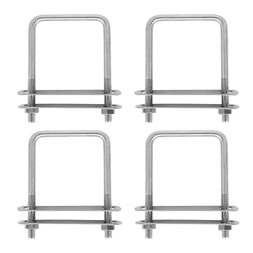 LOMUG 4 x Bügelschrauben M10 U Schrauben 80mm x 150mm Bolzen mit 8 Gegenplatte, Bügelbolzen U Bügelschelle Edelstahl mit Muttern, Rahmenplatte, runde Unterlegscheiben, Vierkant-Bügel, U Bolzen - Cheap-Us