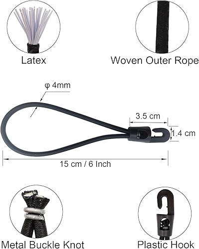 WMZOBH Spanngummi mit Haken 25 Stück - Expander mit Haken 25 cm, Planenspanner Gummispanner mit Haken für Camping Planen (Schwarz) - Cheap-Us