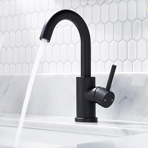 FORIOUS Wasserhahn Bad Hoch 360° Drehbar, Edelstahl Waschtischarmatur Hoch mit Warm/Kaltwasser Mischbatterie Einfache Montage für Badezimmer/küche Waschbecken Kleine Wohnmobil - Cheap-Us