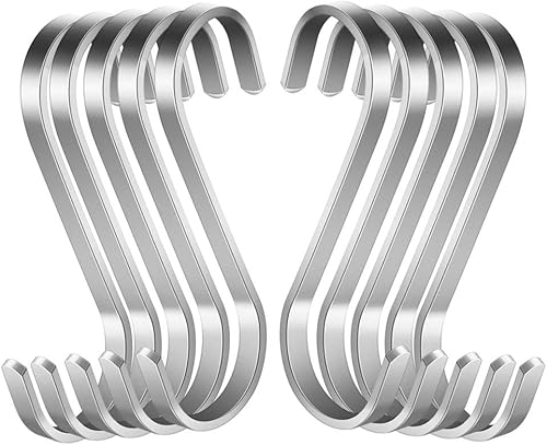 10 Stück S Haken Edelstahl S-förmige Haken Schwerlast Metall haken für für Badezimmer, Schlafzimmer, Büro, Küche, Geschäft - Cheap-Us