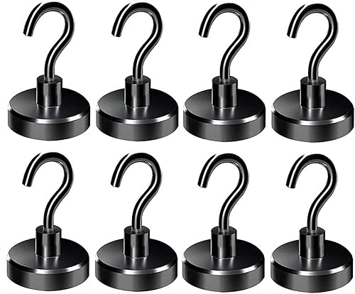 Magnethaken Extra Stark 45KG Neodym Magnet Haken für Grill Werkzeug Drehbar Magnetischer Haken Magnet mit Haken für Decke Magnettafel Küchens Büro 8 Stück Schwarz - Cheap-Us