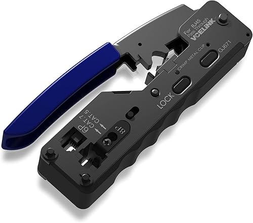 VCELINK GJ671BL Crimpzange RJ45 Presszange für stecker, Netzwerk Werkzeug für CAT 7/CAT 6A/CAT 6/CAT 5E/CAT 5 Netzwerkstecker und 6P Telefonestecker - Cheap-Us