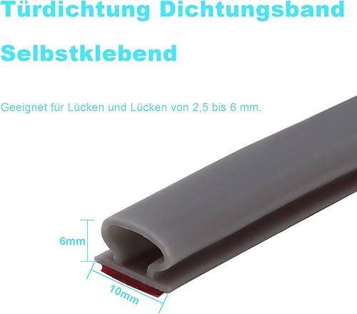 Transparent Türdichtung Dichtungsband Selbstklebende 10mm*6mm*6m Gummidichtung Abdichtungsband, wasserdicht, Haustür Türrahmen Dichtung Flexibel, für Türrahmen-Isolierung - Cheap-Us