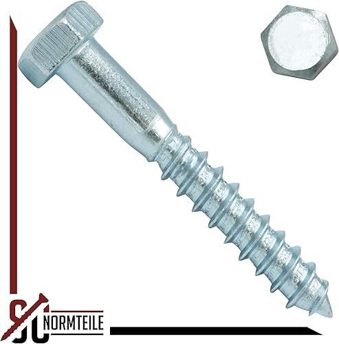 Sechskant Holzschrauben 8x60 mm - 50 Stück - DIN 571 / SC571 - Stahl galv. verzinkt - Schlüsselschrauben - SC-Normteile - Cheap-Us