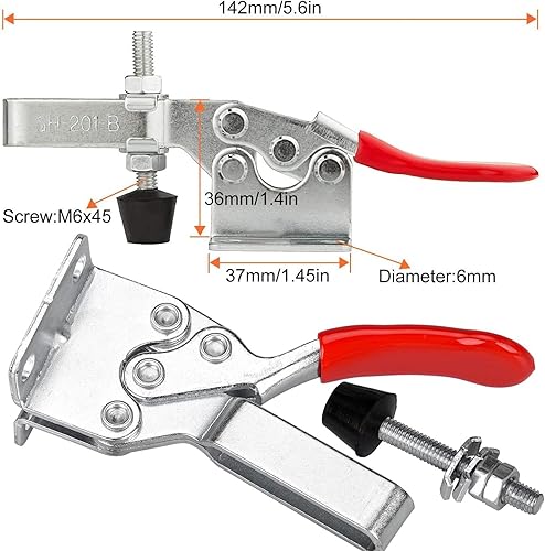Kniehebelspanner, Lostwry 6 Stück 201B Schnellspanner-Set Knebelklemme, Handwerkzeug 90 kg 198lbs Fassungsvermögen, Rutscht Nicht, Horizontal, Knebelklemme für Maschinenbetrieb - Cheap-Us