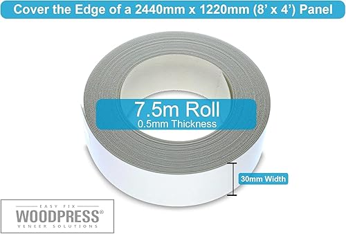 WoodPress® 50mm Mattweiße Melamin Kantenumleimer mit Schmelzkleber – 7,5m Rolle – Einfaches Aufbügeln für Heimwerker - Cheap-Us