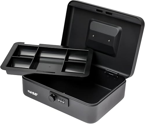 HMF 20017-02 Geldkassette abschließbar mit Zahlenschloss | 25 x 18 x 8,5 cm | Schwarz - Cheap-Us