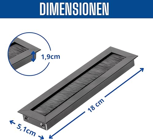GTV - Kabeltülle Merida - Kabeldurchführung Kabeldurchlass Rechteckig Kabelorganisation für Möbel Kabeldurchlass/Entworfen für die Installation in der Arbeitsplatte / Schwarz 18cm - Cheap-Us