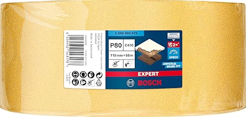 Bosch 1x EXPERT C470 Schleifpapierrolle (für Farbe auf Holz, 115 mm x 5 m, Körnung 60, Professional Zubehör Handschleifen) - Cheap-Us