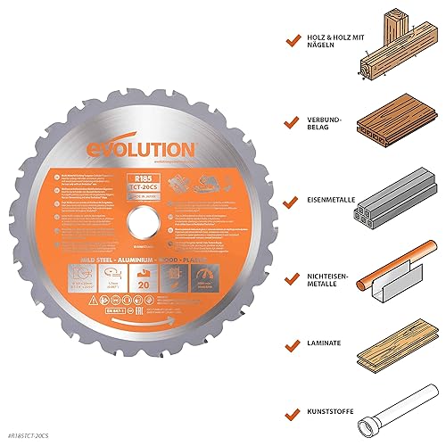 Evolution Power Tools R255TCT-28T (Rage) Mehrzweck-Sägeblatt mit Wolframkarbidbeschichtung, Holz, Silber, 255mm Sägeblatt - Cheap-Us