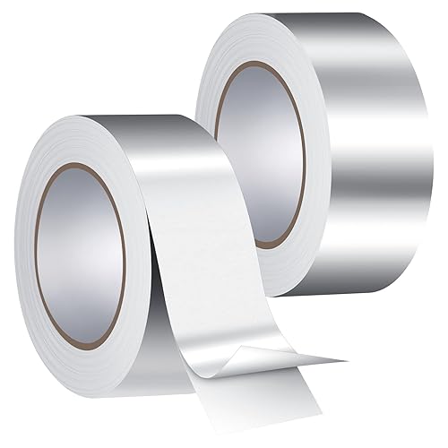 Williyatt Aluminium Klebeband,2 Rollen 50mm x 50 m Aluminiumband silber, Wasser Für Hohe Und Niedrige Temperaturen, zum Versiegeln, Reparieren - Cheap-Us