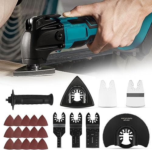 Akku Multifunktionswerkzeug Multitool Kompatibel mit Makita Akku 18V Oszillierwerkzeug Oszillationswerkzeug oszillationssäge schleifer mit Bürstenlos Motor Werkzeugaufnahme mit Zubehöre (ohne Akku) - Cheap-Us