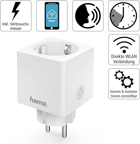 Hama WLAN Steckdose (WLAN gesteuerte Steckdose mit Matter Smart Home, universal, smarte Steckdose mit App und Sprachsteuerung, Smart Home Steckdose als Zeitschaltuhr, Funksteckdose, 3680 W) - Cheap-Us