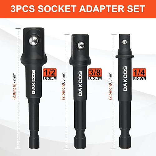 DAKCOS Kraft-Adapter-Satz Schlagschrauber Adapter | 6-tlg. | 1/4' auf 3/8', 3/8' auf 1/4', 3/8' auf 1/2', 1/2' auf 3/8', 3/4' auf 1/2', 1/2' auf 3/4', CR-MO - Cheap-Us