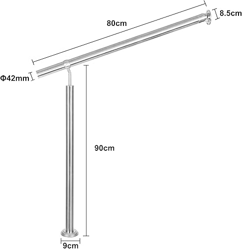 CAVATINY V2A Edelstahl Eingangsgeländer für Treppen Brüstung - Innen und Außen Handlauf Geländer Treppengeländer Edelstahl Wandhandlauf (100cm) - Cheap-Us