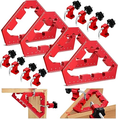45/90 Grad Positionierwinkel, Rechtwinklige Winkel Klemme aus Aluminiumlegierung, Zimmermannswinkel für Holzbearbeitung, Heimwerken, Handwerk, 4 Stück - Cheap-Us