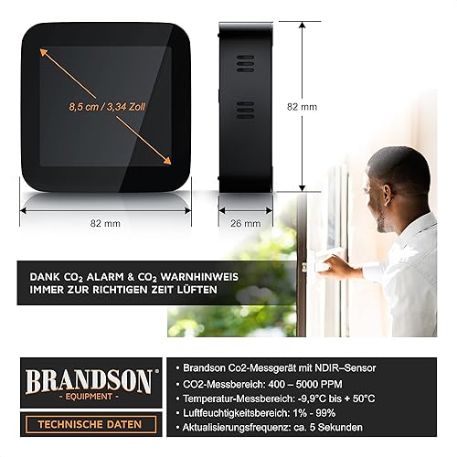 Brandson - Kohlenmonoxid Melder CO Alarm - Kohlenmonoxid Warnmelder - LCD Display – Lauter Alarm 85 dB – Testschalter - nach DIN EN50291 Zertifiziert - batteriebetrieben - Weiß - Cheap-Us