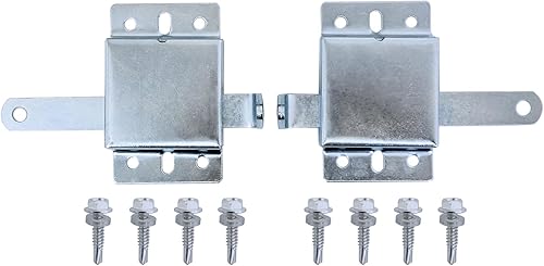 Garagentorriegel Kit für den Innen- oder Außenbereich – Ideales Garagentor-Sicherheitsschloss für Schiebetüren, Tore – Stahlteile mit sicheren Schrauben und Knöpfen (links und rechts) (4) - Cheap-Us