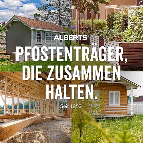 Alberts 686994 Pfostenträger für Zaunpfosten auf L-Randsteinen | zum Aufschrauben | feuerverzinkt, anthrazit kunststoffbeschichtet RAL 7016 | Platte 94 x 100 mm | für Pfosten 60 x 40 mm - Cheap-Us