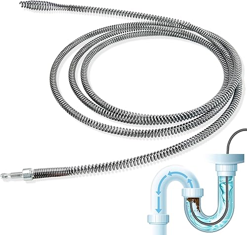 TINA Rohrreinigungsspirale Ø 10mm x 3 meter Abflussreiniger Spirale Abfluss Rohrreinigung mit Bohraufsatz Universal Rohrreiniger Spirale Rohrreinigungswelle mit Elektrischen Adaptern für Toilette - Cheap-Us