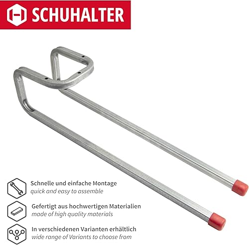 Gedotec Wandhalterung - Doppel-Wandhaken zum Schrauben Stahl verzinkt | 4 Stück Stiefelhaken 400 mm inkl. Befestigungsmaterial | Allzweckhaken aus Metall | Wandhalterung Garage | Wand-Montage - Cheap-Us