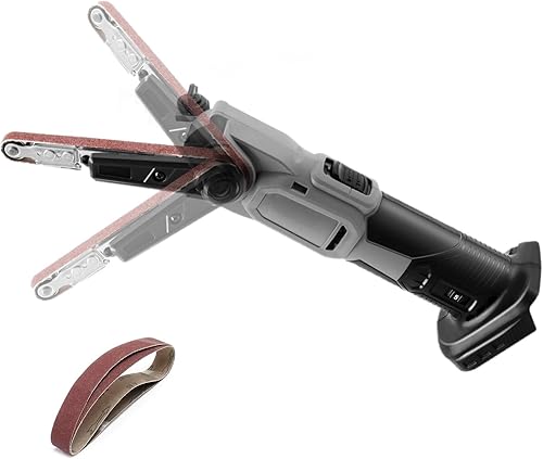 Akku Bandschleifer 10x330mm für Makita 18V Akku, Akku-Bandfeile 18 V mit 3 Schleifbändern, 6 Geschwindigkeiten, 35° Einstellbare, 300W Elektrische Feile zum Polieren von Holz und Metall (ohne Akkus) - Cheap-Us
