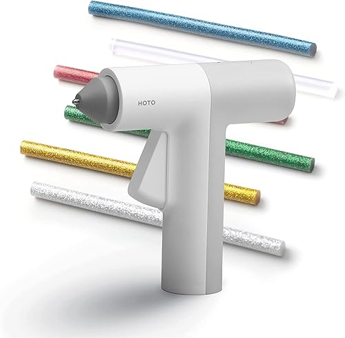 HOTO Heißklebepistole Akku Heissklebepistole, 30s Schnell Aufheizen Klebepistole, Typ-C Hot Glue Gun mit 10 Klebesticks, Heißklebepistole Kabellos für DIY, Haus & Büro Reparatur - Cheap-Us