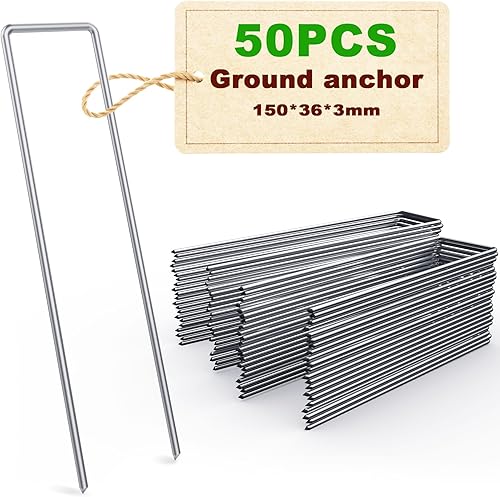(50 Stück) Heringe erdnägel stabil, heringe Camping 150mm x 36mm,Ø3 mm,erdanker bodenanker für Camping, erdanker unkrautvlies,et zur Befestigung Zäunen,Unkrautfolie,Kunstrasen, oder fürs Camping - Cheap-Us