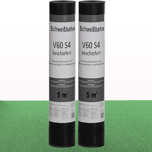 Isolbau Schweißbahn V60 S4 beschiefert - Bitumenbahn mit Glasvlies-Einlage zur Dachabdichtung - Grün, 2 x 5 m² Rolle - Cheap-Us